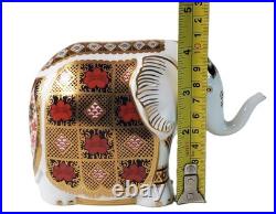 Royal Crown Derby Imari Elephant Paperweight Figurine Gold Stopper