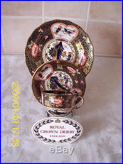 Royal Crown Derby Imari Pattern Cup & Saucer & Plate Rare Dated 1909 No 4591