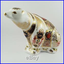 Royal Crown Derby Imari Polar Bear Paperweight Gold Stopper Retired and Rare