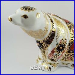 Royal Crown Derby Imari Polar Bear Paperweight Gold Stopper Retired and Rare