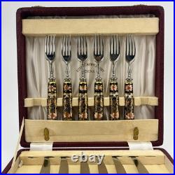 Royal Crown Derby Imari Porcelain Handle Knife Fork Set 12 Pc Service for 6