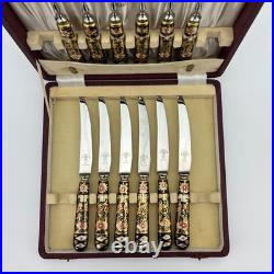 Royal Crown Derby Imari Porcelain Handle Knife Fork Set 12 Pc Service for 6