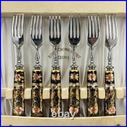 Royal Crown Derby Imari Porcelain Handle Knife Fork Set 12 Pc Service for 6