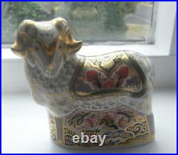 Royal Crown Derby Imari Ram Boxed Paperweight Gold Stopper
