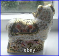 Royal Crown Derby Imari Ram Boxed Paperweight Gold Stopper