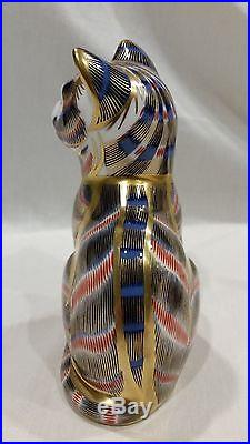 Royal Crown Derby Imari Sitting Cat Paperweight Signed