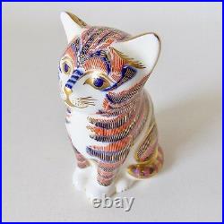 Royal Crown Derby Imari Sitting Kitten Paperweight Gold Stopper 3 Multicolored