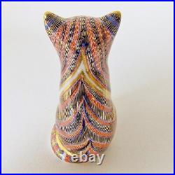 Royal Crown Derby Imari Sitting Kitten Paperweight Gold Stopper 3 Multicolored