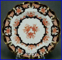 Royal Crown Derby Imari Style 3679 Red Floral Cobalt & Gold 8 7/8 Plate C. 1894