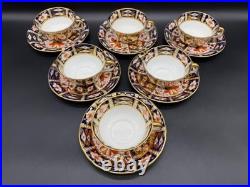 Royal Crown Derby Imari Tea Cup Saucer Sets (Set of 6) Bone China England