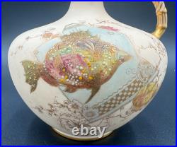 Royal Crown Derby J. E. Caldwell Philadelphia Jug Pitcher Vase Floral/Fish Design