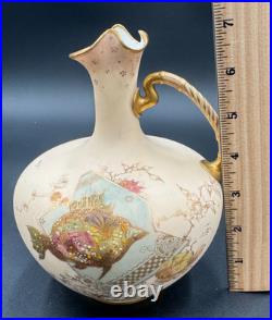 Royal Crown Derby J. E. Caldwell Philadelphia Jug Pitcher Vase Floral/Fish Design