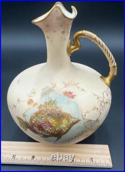 Royal Crown Derby J. E. Caldwell Philadelphia Jug Pitcher Vase Floral/Fish Design