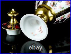 Royal Crown Derby Japanese Old Imari 1128 Solid Gold Band Urn Trophy LID Vase