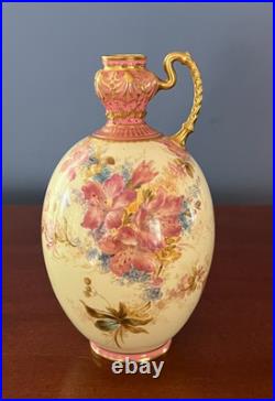Royal Crown Derby Je Caldwell Philadelphia Antique HP Pink Gilt Ewer Vase C1905