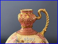 Royal Crown Derby Je Caldwell Philadelphia Antique HP Pink Gilt Ewer Vase C1905