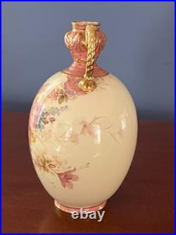 Royal Crown Derby Je Caldwell Philadelphia Antique HP Pink Gilt Ewer Vase C1905