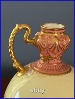 Royal Crown Derby Je Caldwell Philadelphia Antique HP Pink Gilt Ewer Vase C1905