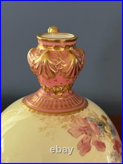 Royal Crown Derby Je Caldwell Philadelphia Antique HP Pink Gilt Ewer Vase C1905
