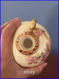 Royal Crown Derby Je Caldwell Philadelphia Antique HP Pink Gilt Ewer Vase C1905