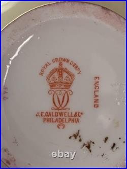 Royal Crown Derby Je Caldwell Philadelphia Antique HP Pink Gilt Ewer Vase C1905