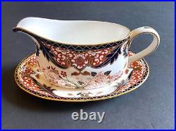 Royal Crown Derby Kings pattern (#383) Gravy boat/sauce bowl with underplate