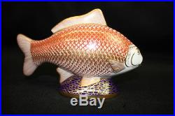 Royal Crown Derby Koi Carp Hand Enameled Bone China Figurine Gold Trim MINT Fish