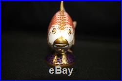 Royal Crown Derby Koi Carp Hand Enameled Bone China Figurine Gold Trim MINT Fish