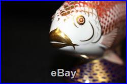 Royal Crown Derby Koi Carp Hand Enameled Bone China Figurine Gold Trim MINT Fish