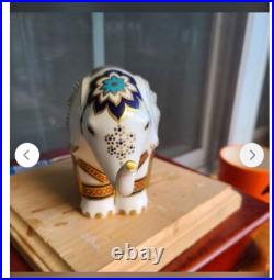 Royal Crown Derby Large Elephant Paperweight. Perfect. Gold Stopper. Rare