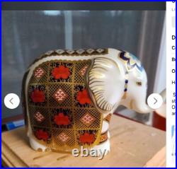 Royal Crown Derby Large Elephant Paperweight. Perfect. Gold Stopper. Rare