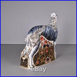 Royal Crown Derby Large Lurcher Dog Paperweight, Gold Stopper, Boxed