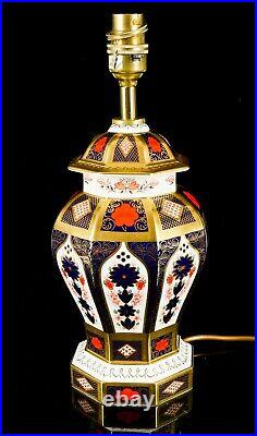 Royal Crown Derby Large Old Imari 1128 Solid Gold Band Baluster Lamp Base Vase