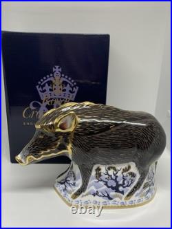 Royal Crown Derby Large The Wild Boar signed Hugh Gibson