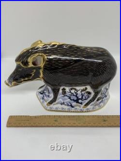 Royal Crown Derby Large The Wild Boar signed Hugh Gibson