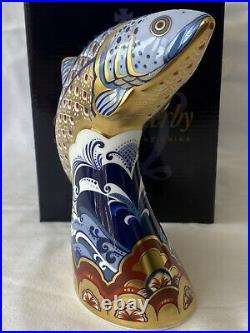 Royal Crown Derby Leaping Salmon Ltd Ed Paperweight 1st Quality, Box & COA