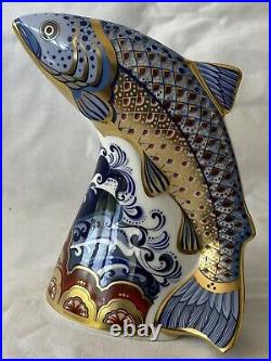 Royal Crown Derby Leaping Salmon Ltd Ed Paperweight 1st Quality, Box & COA
