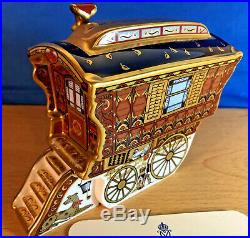 Royal Crown Derby Limited Edition Ledge Wagon Gypsy Caravan Paperweight Gold