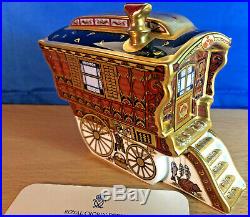 Royal Crown Derby Limited Edition Ledge Wagon Gypsy Caravan Paperweight Gold