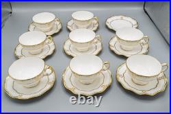 Royal Crown Derby Lombardy 8 Footed Cup and 9 Saucers FREE USA SHIPPING