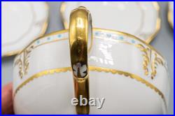 Royal Crown Derby Lombardy 8 Footed Cup and 9 Saucers FREE USA SHIPPING