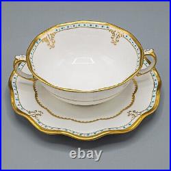 Royal Crown Derby Lombardy Cream Soup Bowls & Underplates Set of 8 -CRAZING READ