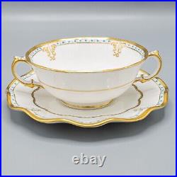 Royal Crown Derby Lombardy Cream Soup Bowls & Underplates Set of 8 -CRAZING READ