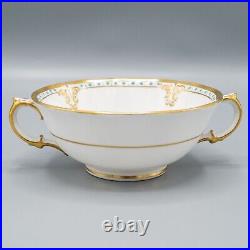 Royal Crown Derby Lombardy Cream Soup Bowls & Underplates Set of 8 -CRAZING READ