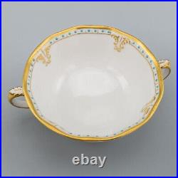 Royal Crown Derby Lombardy Cream Soup Bowls & Underplates Set of 8 -CRAZING READ