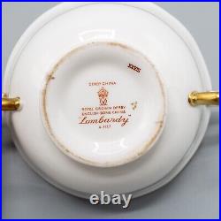 Royal Crown Derby Lombardy Cream Soup Bowls & Underplates Set of 8 -CRAZING READ