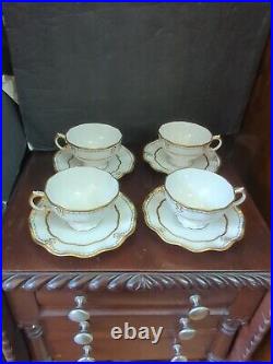 Royal Crown Derby Lombardy Footed Cup and Saucers Set of 4