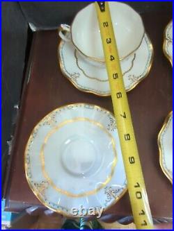 Royal Crown Derby Lombardy Footed Cup and Saucers Set of 4