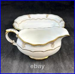 Royal Crown Derby Lombardy Group of Oval Vegetable Bowl and Gravy Boat