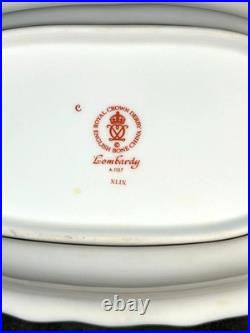 Royal Crown Derby Lombardy Group of Oval Vegetable Bowl and Gravy Boat